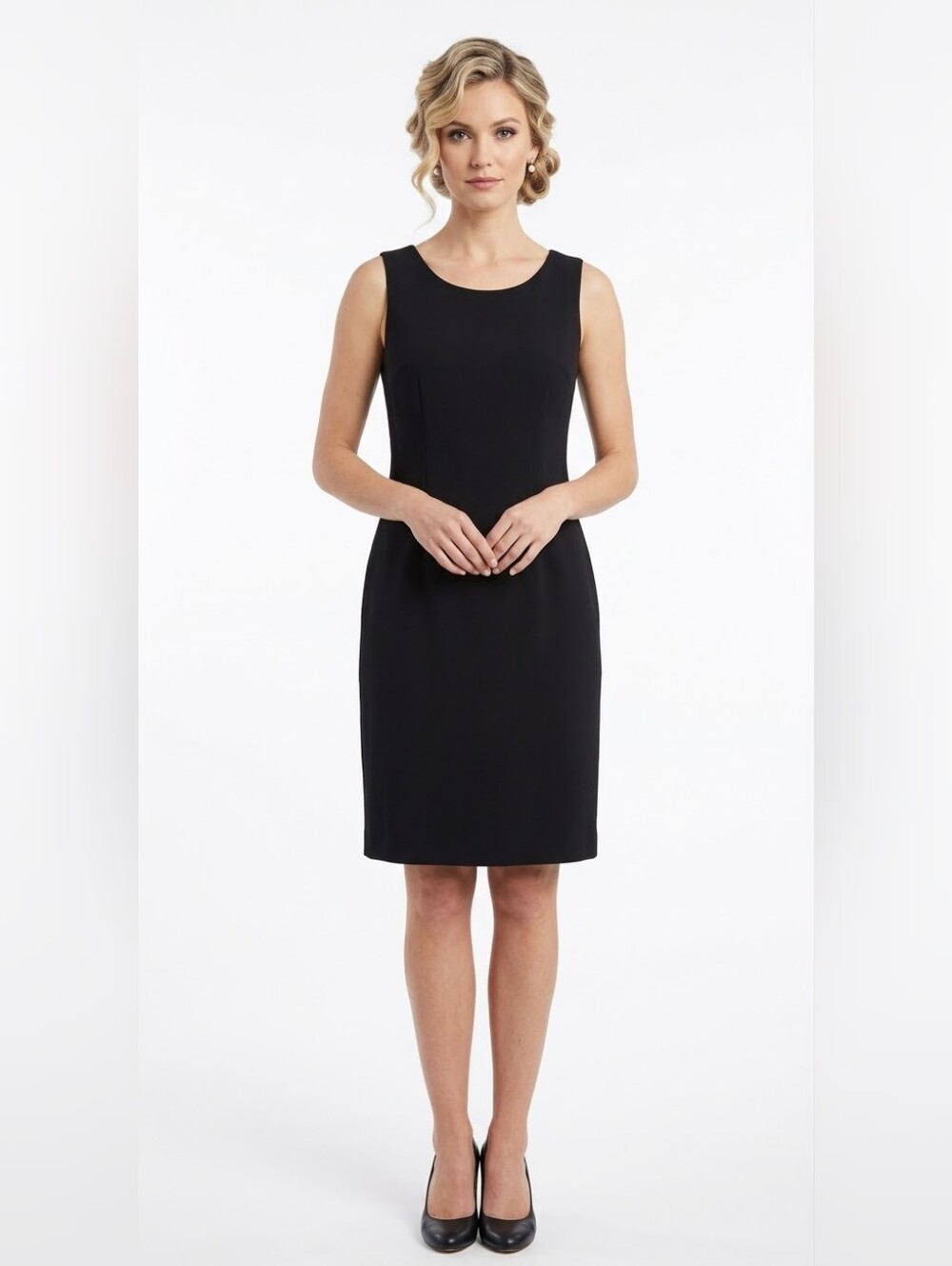 Le Suit Sleek Black Sleeveless Sheath Dress Size 12